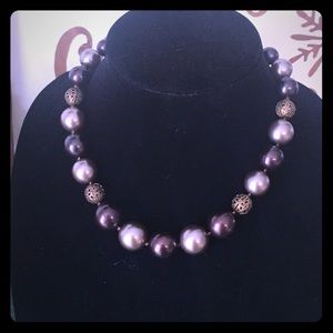 Brown faux pearl necklace
